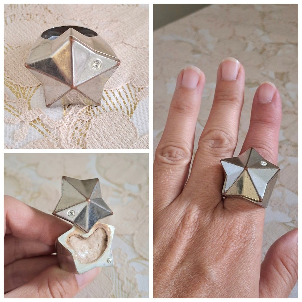 Y2K Vintage Thierry Mugler Silver Tone (Hideaway) Ring Opens Size 8